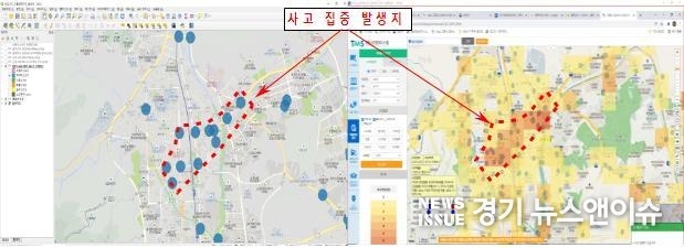 사고집중 발생지 데이터분석 예시. /경기북부자치경찰위원회 제공